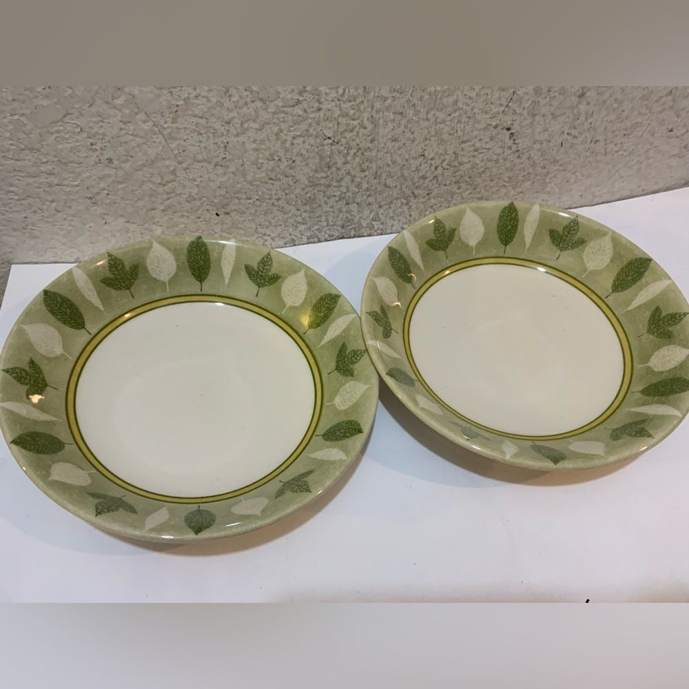 2 CVD2 Green Leaves On  Band salad  plates by Creative made in Malaysia
